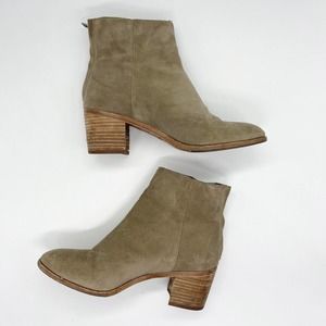 Madewell Pauline Suede Ankle Boots Shoes Sz 7 Taupe Tan Back Zipper Heels Casual